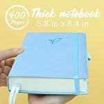 Hoci Poci Lined Journal Notebook, 400 Pages Thick Journal for Writing, A5 Hardcover Leather Notebook with 100Gsm College Ruled Paper for Women Men Work Note taking, 5.8" x 8.4", Light Blue