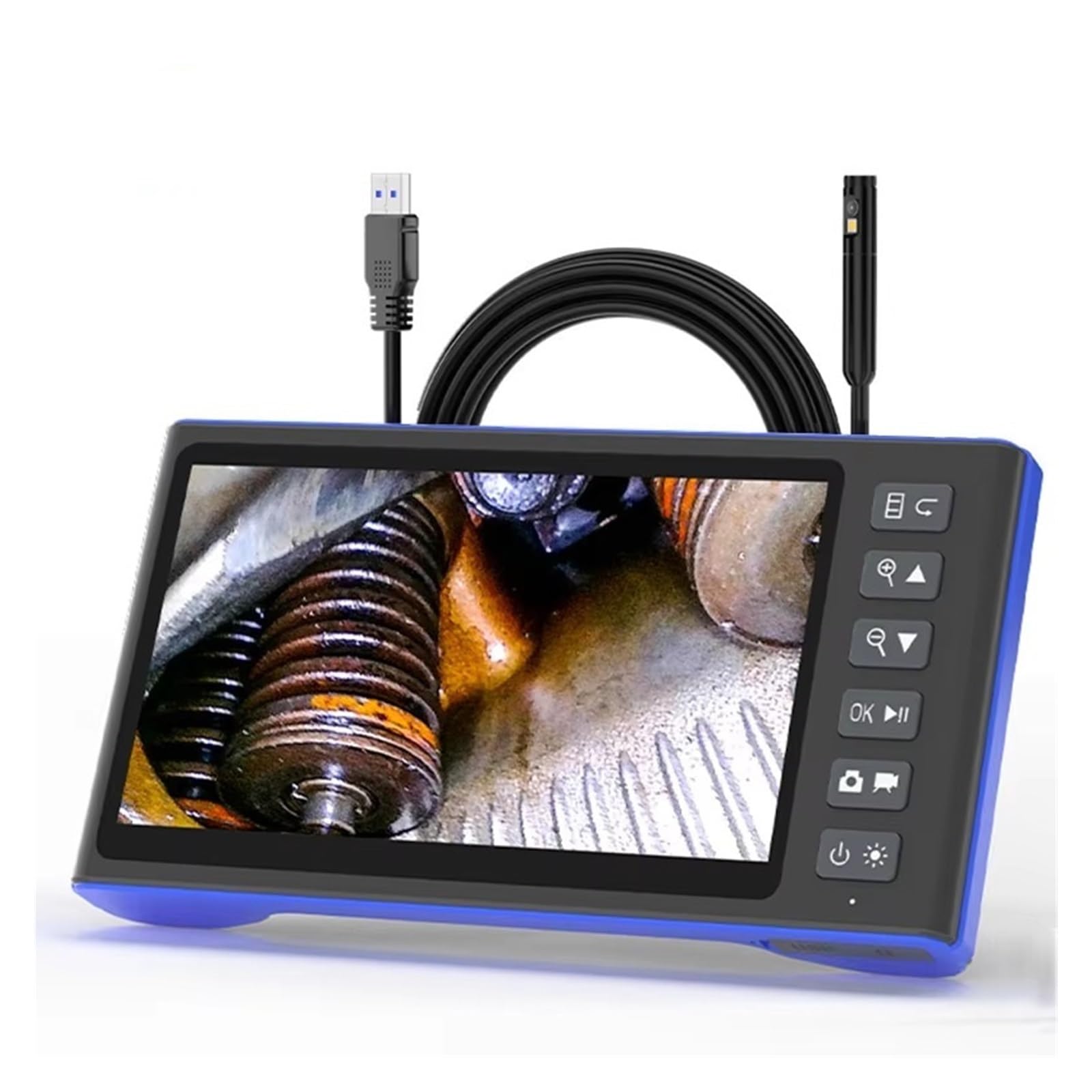 Endoscopio, Schermo Endoscopio Videocamera HD1080P Lente singola doppia tripla HD1920 Tubo sonda USB con messa a fuoco automatica da 5,0 MP(3.5m,5.5MM Single Lens)