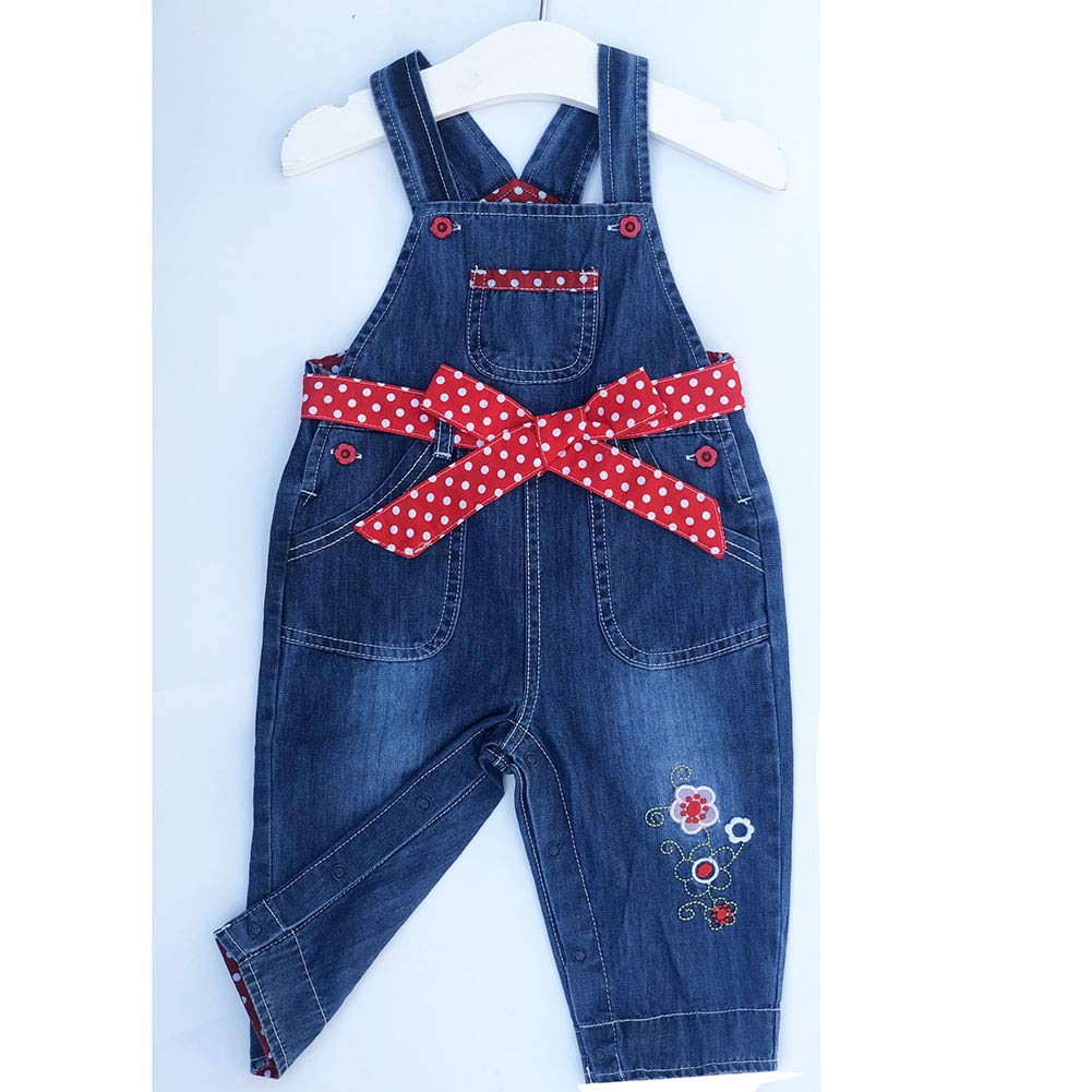 Peacolate 6M-3 Ans Bébé Fille Brodé Jean Salopette Combinaisons Enfants Pantalons