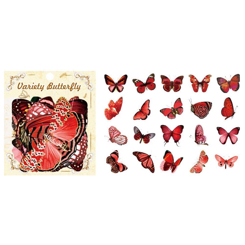MOHAMM 40pcs Colorful Butterfly Hand Ledger Sticker Material Decal Paper Korean J2A1 PVC Waterproof