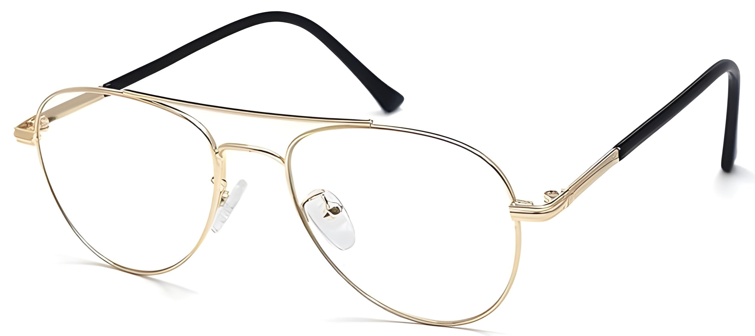 Aviator Blue Light Blocking Computer Glasses for Men & Women | Metal Frame Zero Power Anti-Glare Eyewear | UV400 Blue Cut Clear Lens Spectacles for Mobile & Laptop Use.