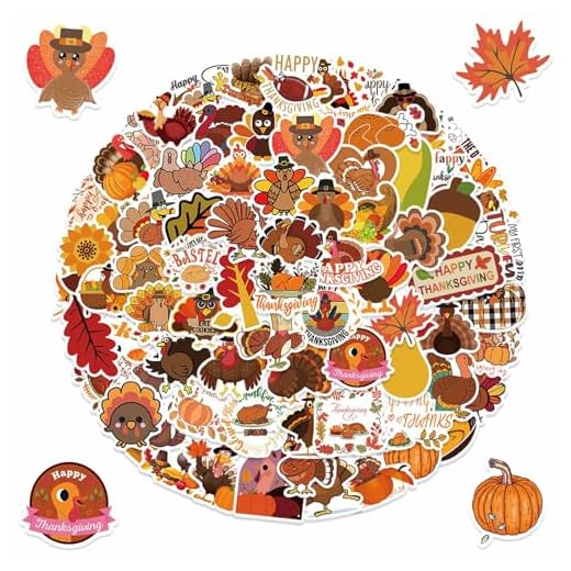 Thanksgiving Stickers 100 PCS Pack Pumpkin Turkey Fall Sticker Decals Waterproof Cute Aesthetic Stickers for Kids Teens Thanksgiving Day Decoration Gifts
