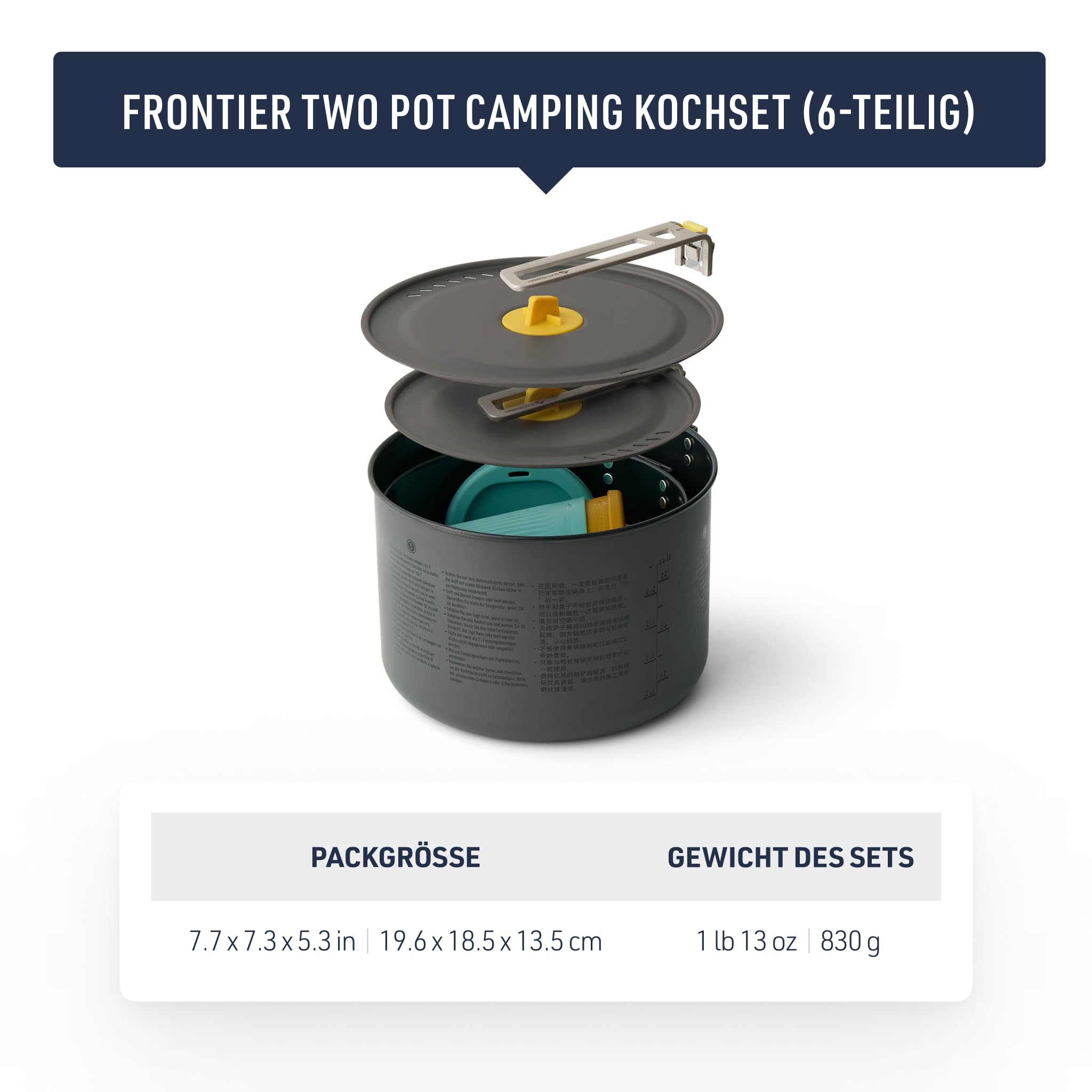 Sea to Summit Frontier Ultraleichtes Kochset mit zwei Töpfen für Camping