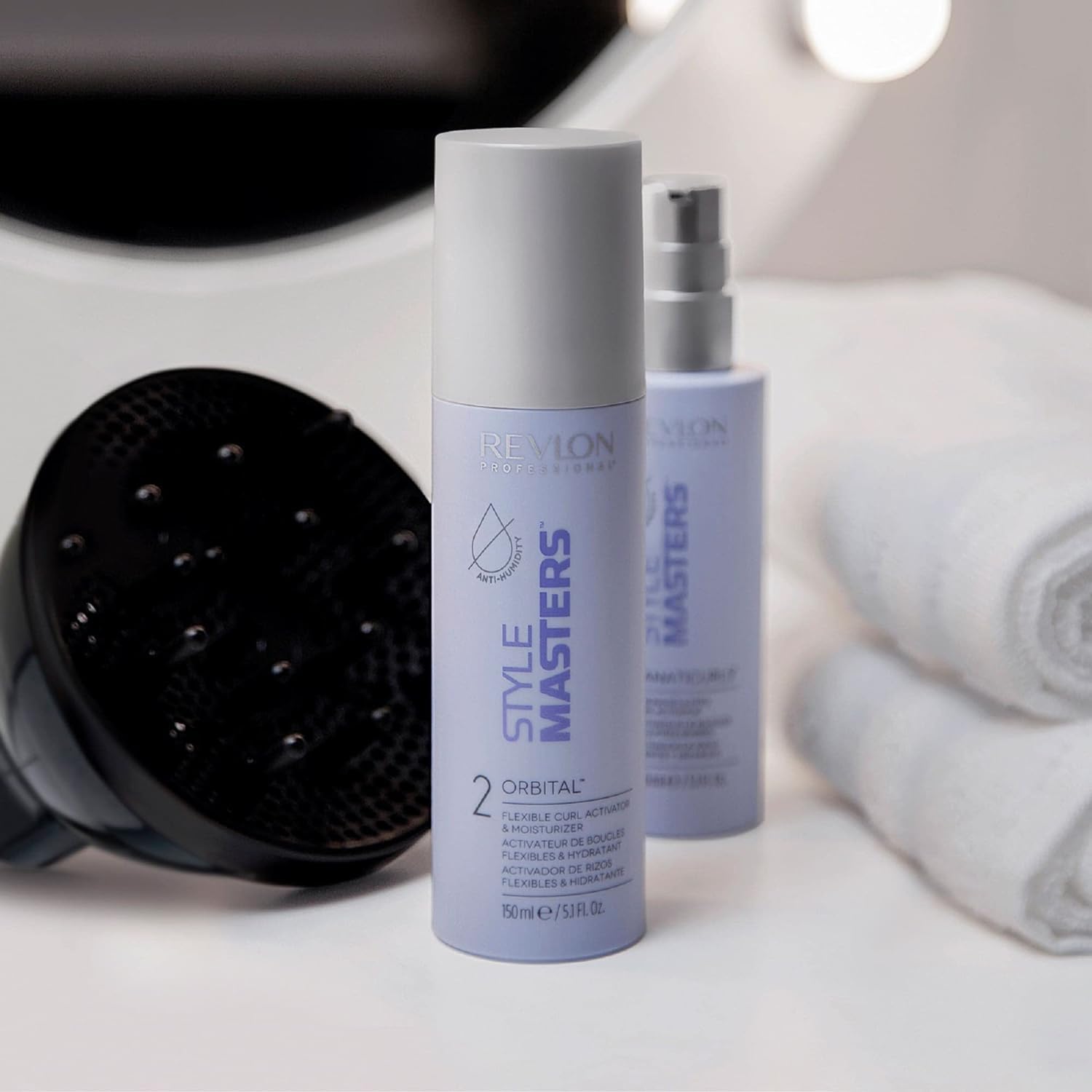 Revlon Professional – Style Masters, Orbital, Gel Activador de Rizos, Rizos Flexibles y Definidos, Acabado con Volumen, Repele Humedad, Reduce Puntas Abiertas, para Pelo Ondulado o Rizado - 150 ml