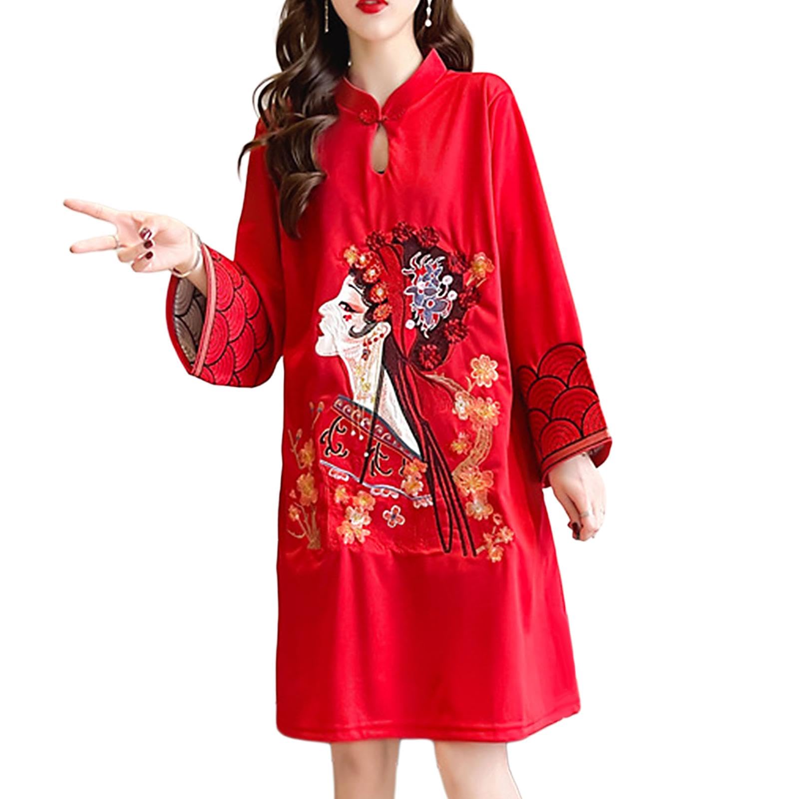 VELURA SYDL Lady Qipao Dress Soft Women Improved Cheongsam for Travel Wedding M Size Red|1 Cheongsam Dress|Clothing, & Accessories-picture-16