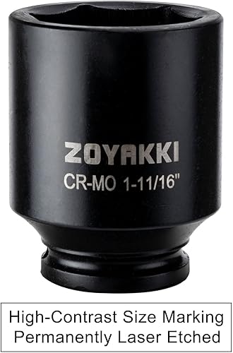 Miniatura 307 de Enchufe de impacto de 6 PT de 1/2" x 0.827 in de profundidad, CR-MO, 1/2 pulgada de accionamiento de 6 puntos para una fácil extracción