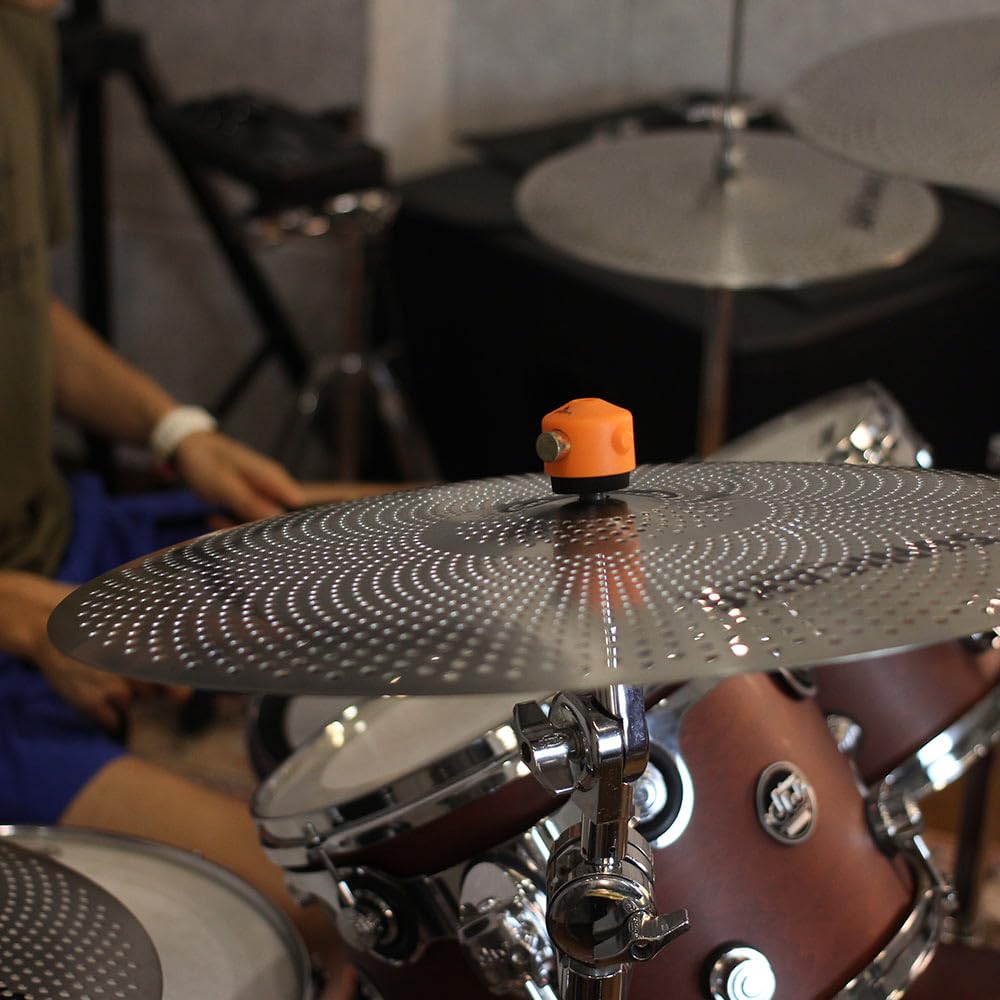 SONICAKE Juego de platillos de bajo volumen 14" HiHat+16" Crash+18" Crash+20" Ride Cymbal Set Plata 5 piezas con bolsa de cadera y accesorio