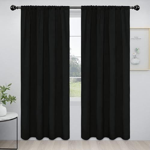 Miniatura 47 de Easy-Going Cortinas opacas con bolsillo para barra para dormitorio, cortinas de ventana para oscurecer la habitación para sala de estar, cortinas de