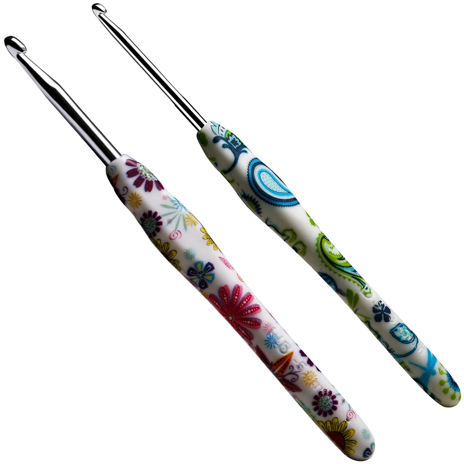 3.25mm+5mm Looen Crochet Hook, Ergonomic Handle for Arthritic Hands, Soft Rubber Grip Extra Long  Knitting Needles for Crochet Beginners, Knitting Enthusiasts (3.25mm+5mm)