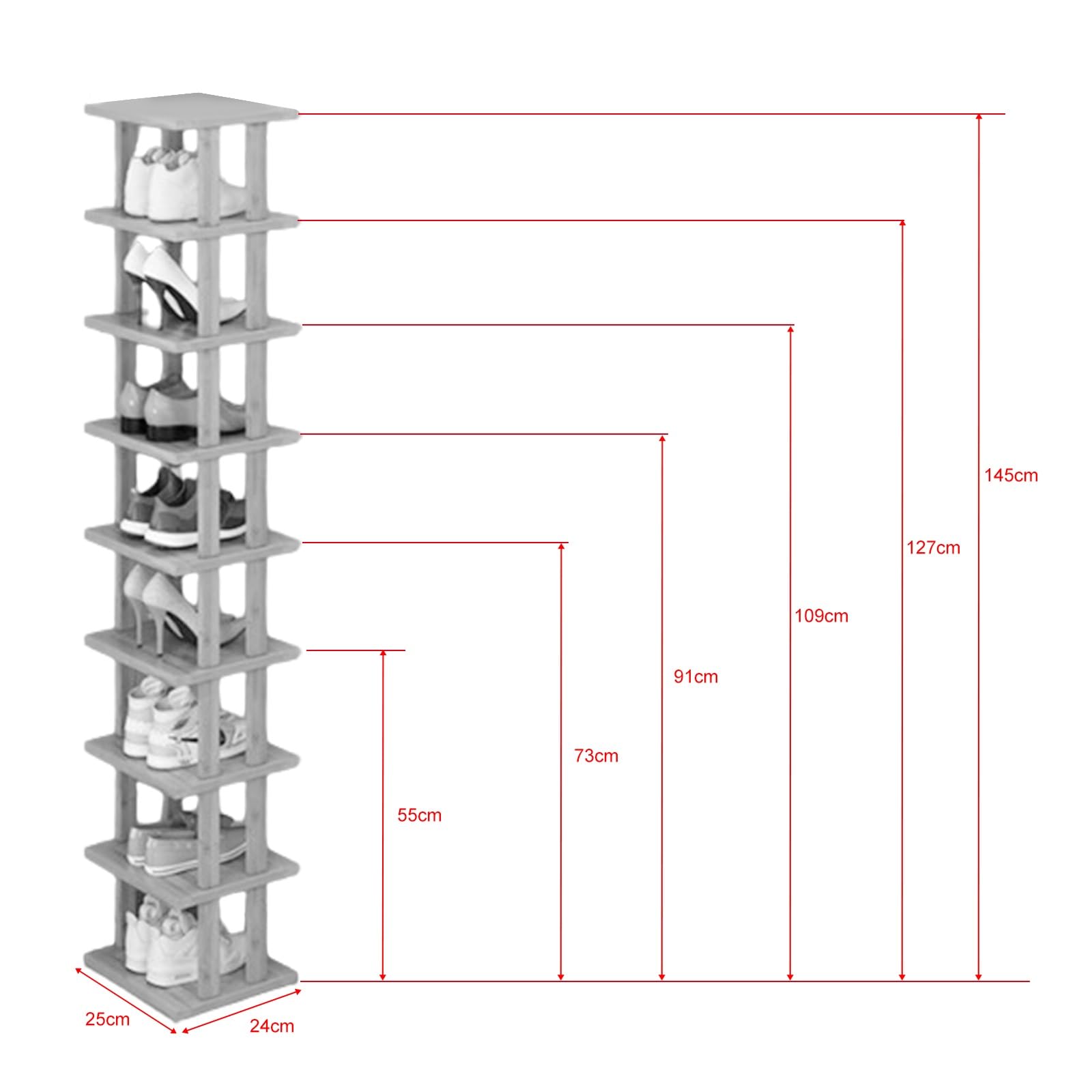 Porta Scarpe Verticale, Scarpiera Aperta, Scarpiera Alta e Stretta, Portascarpe Alto e Stretto for Ingresso, Dormitorio, Sotto Il Letto, Scarpiere Salvaspazio