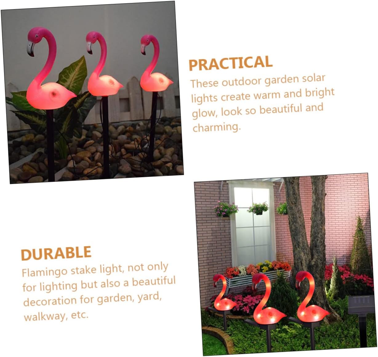 DOITOOL 2pcs Flamingo Garden Decor Lights Solar Outdoor Stake Light for Courtyard Lawn Patio Led Flamingo Landscape Lighting for Garden Decoration