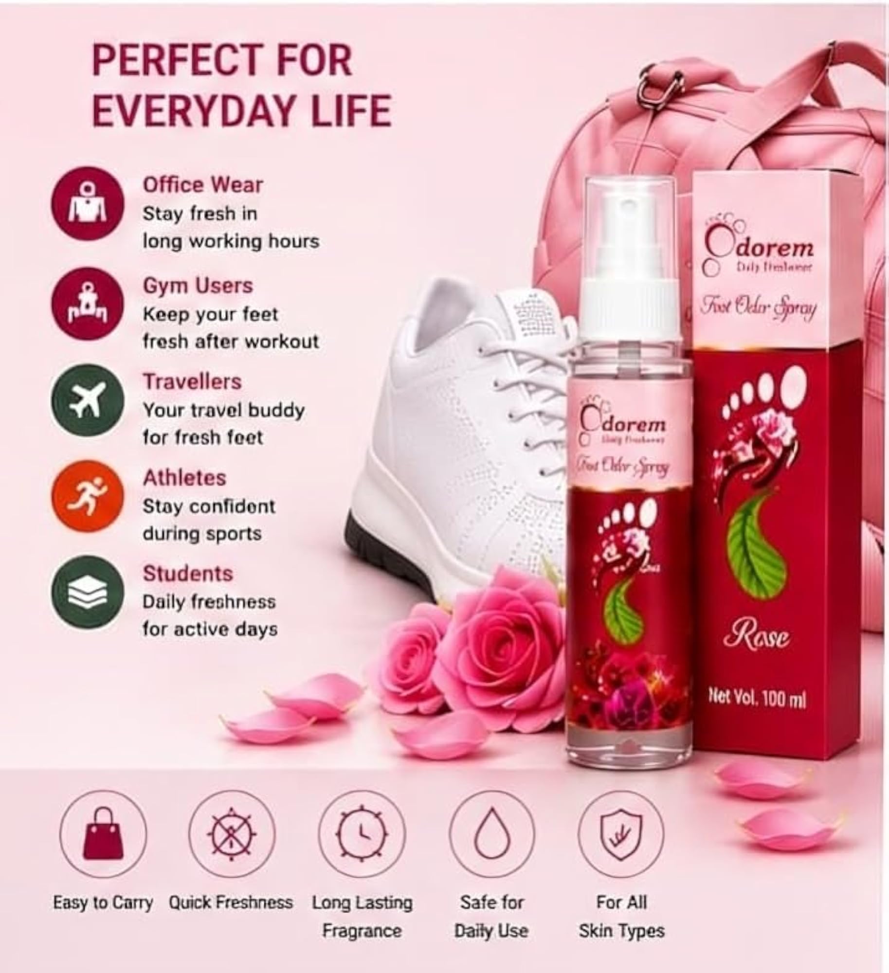 Odorem Foot Odor Spray, Daily Freshener for Feet