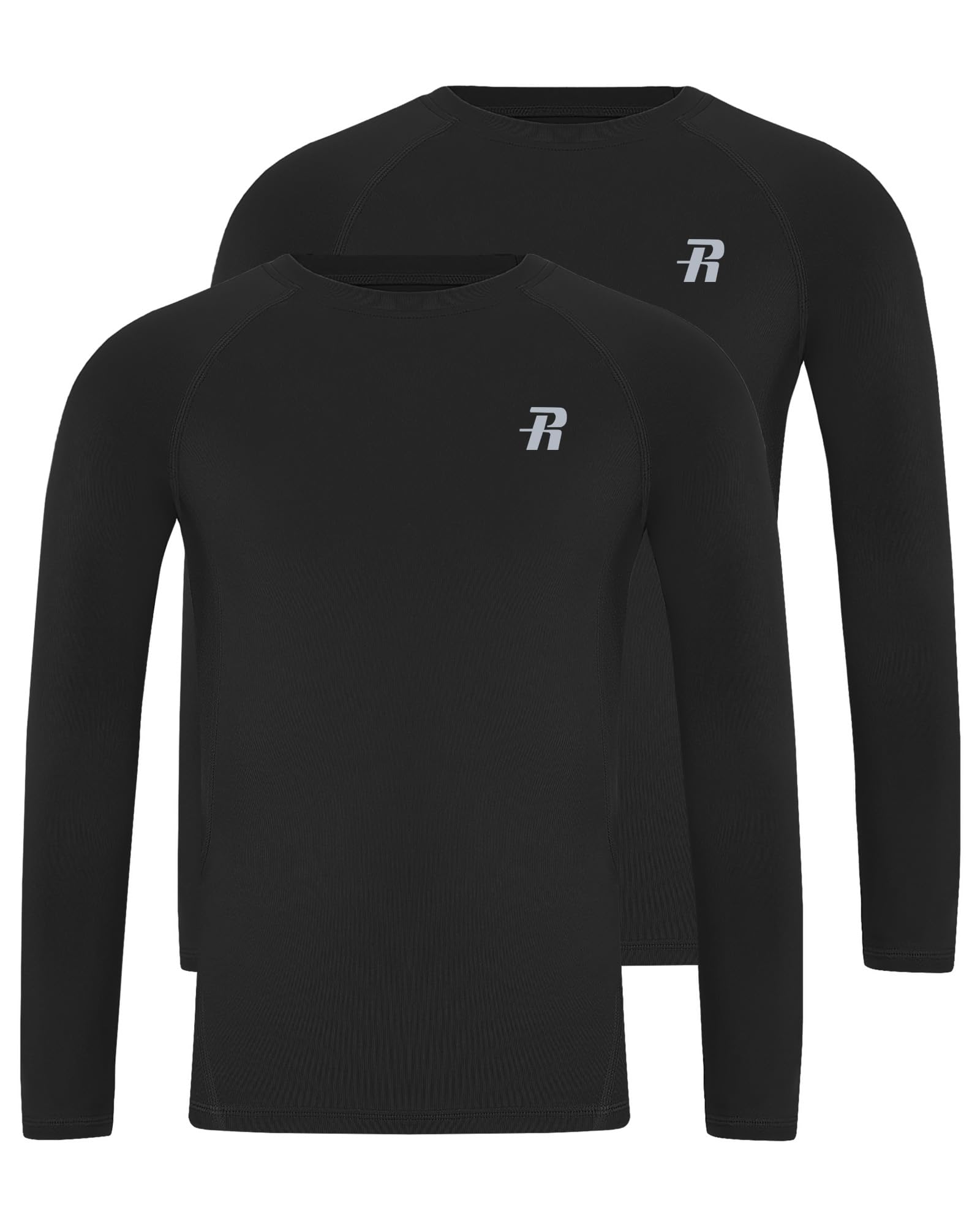 Runhit Kompressionsshirt für Jungen Langarm, 1-2 Pack Funktionsshirt Kinder mit UPF 50+, Atmungsaktives Unterziehshirt Schnell Trocknend Baselayer für Fußball & Outdoor