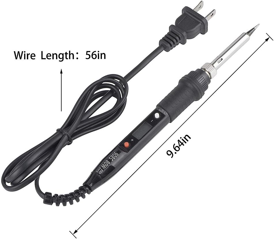 Breliter Soldering Iron 80W - Adjustable Temperature Electric Solder Gun Welding Kit with LCD Digital Display, Black