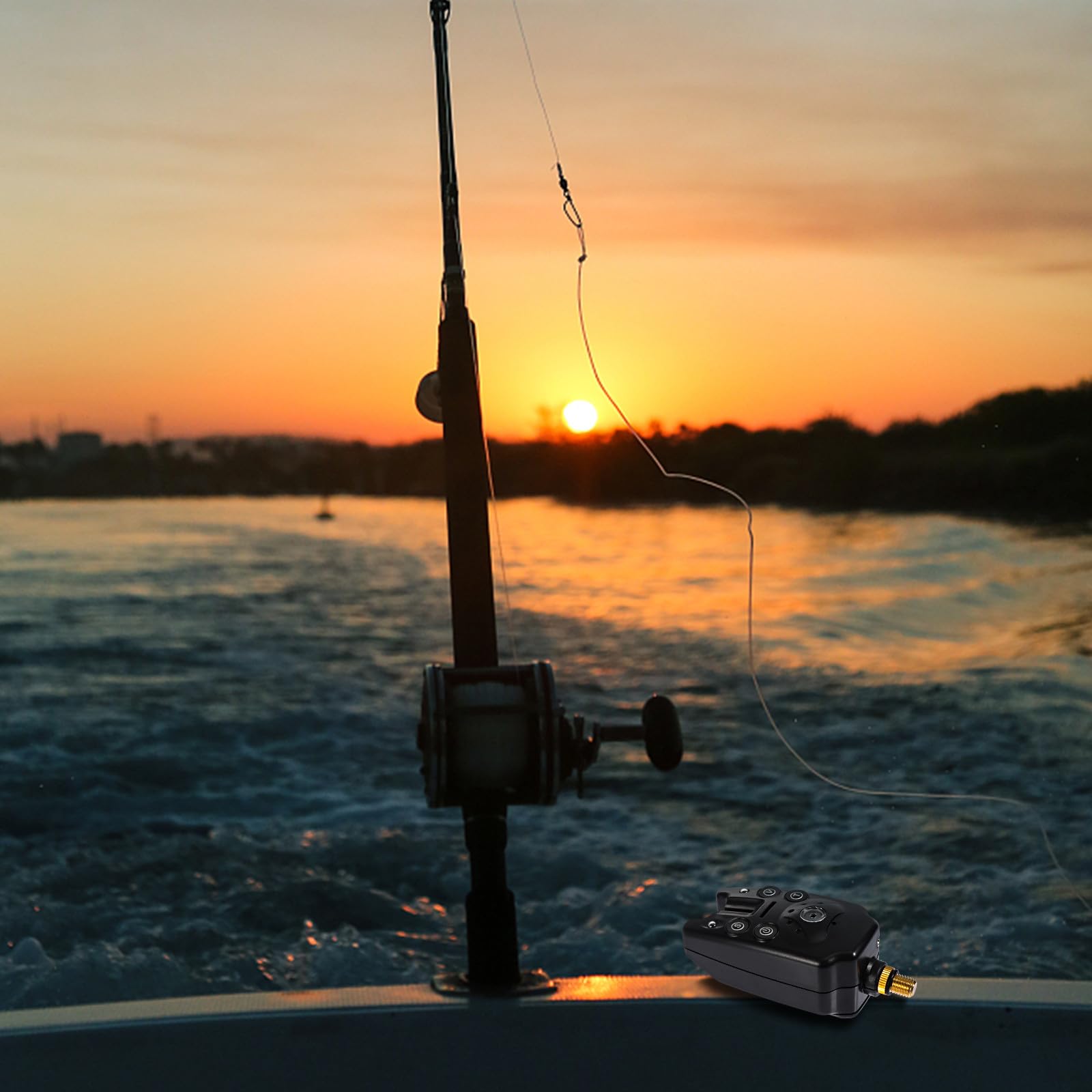 Alarma de Pesca Portátil Volumen Ajustable, Indicador Electrónico de Alerta para Cañas, Material Plástico Negro, Adecuado para Pesca Deportiva Nocturna