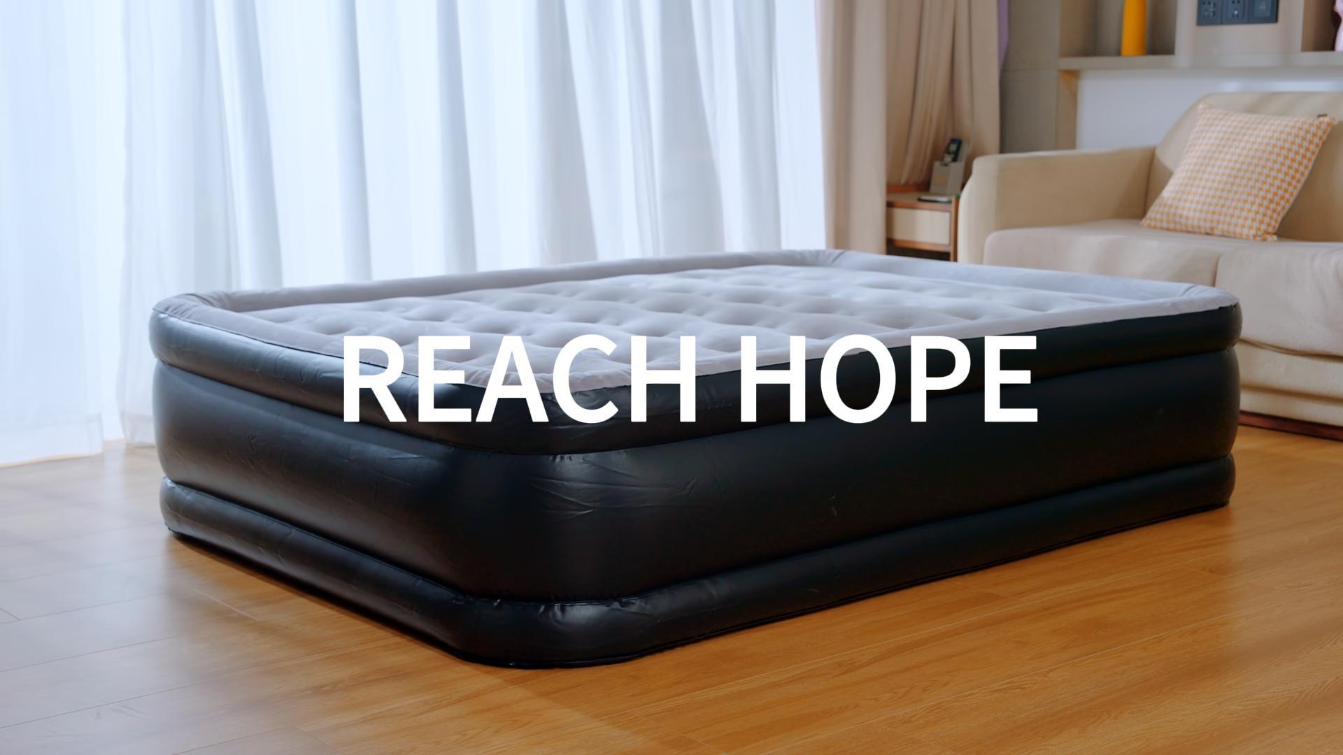 Full Size Air Mattress With Built-in Pump - Inflates In 3 Minutes, Wave Flocked Top