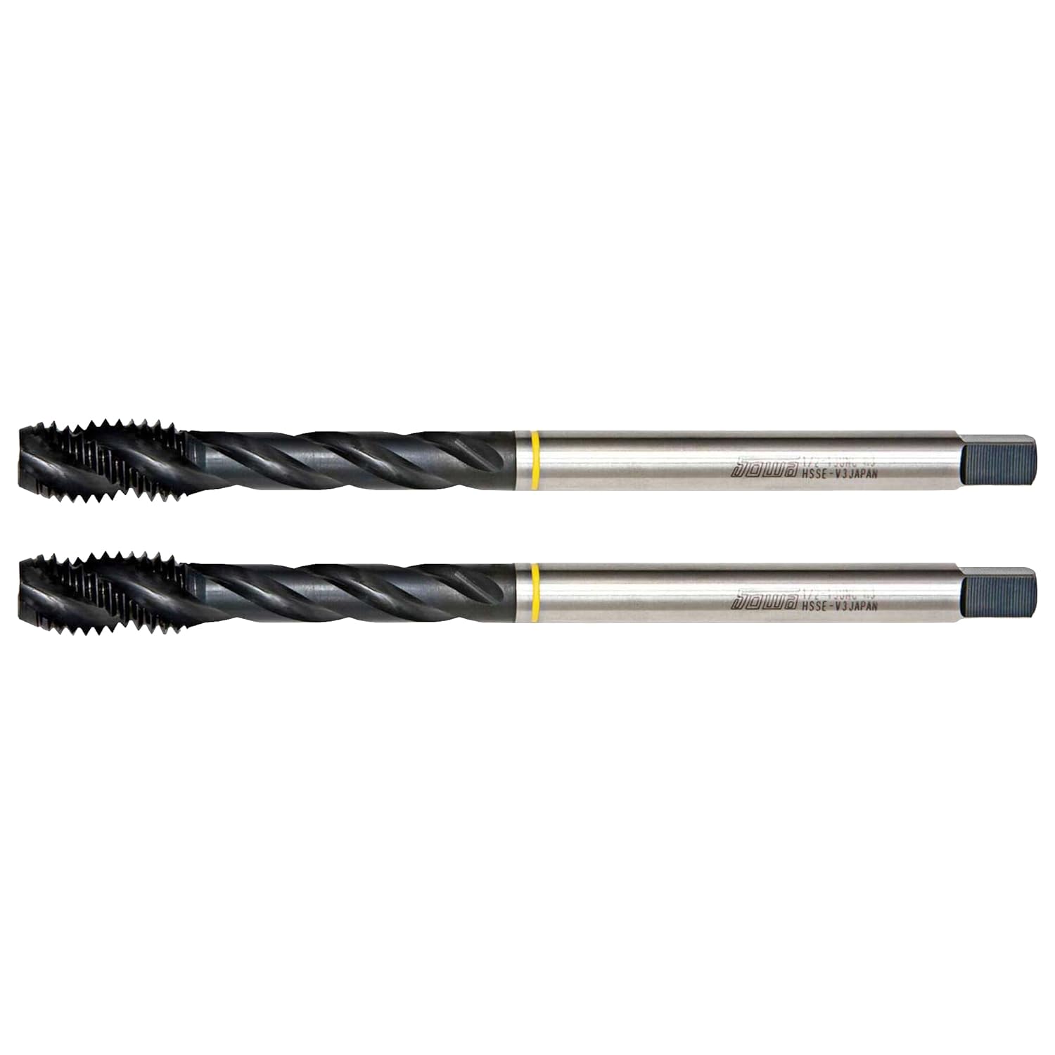 Sowa Tool 2pcs 8-32 UNC 4" O.A.L. Yellow Ring HSSE-V3 Spiral Flute Tap (Pack of 2)