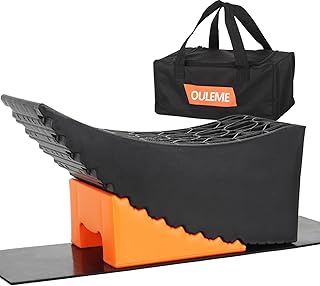 OULEME Tandem Tire Change Ramp Blocks, Trailer Tire Lifts up to 6" with Wheel Chock, Rubber Base Pad, Carry Bag, for Tires up to 32" and Loads up to 35,000lb - Camper/RV Dual Axle Tandem Wheel