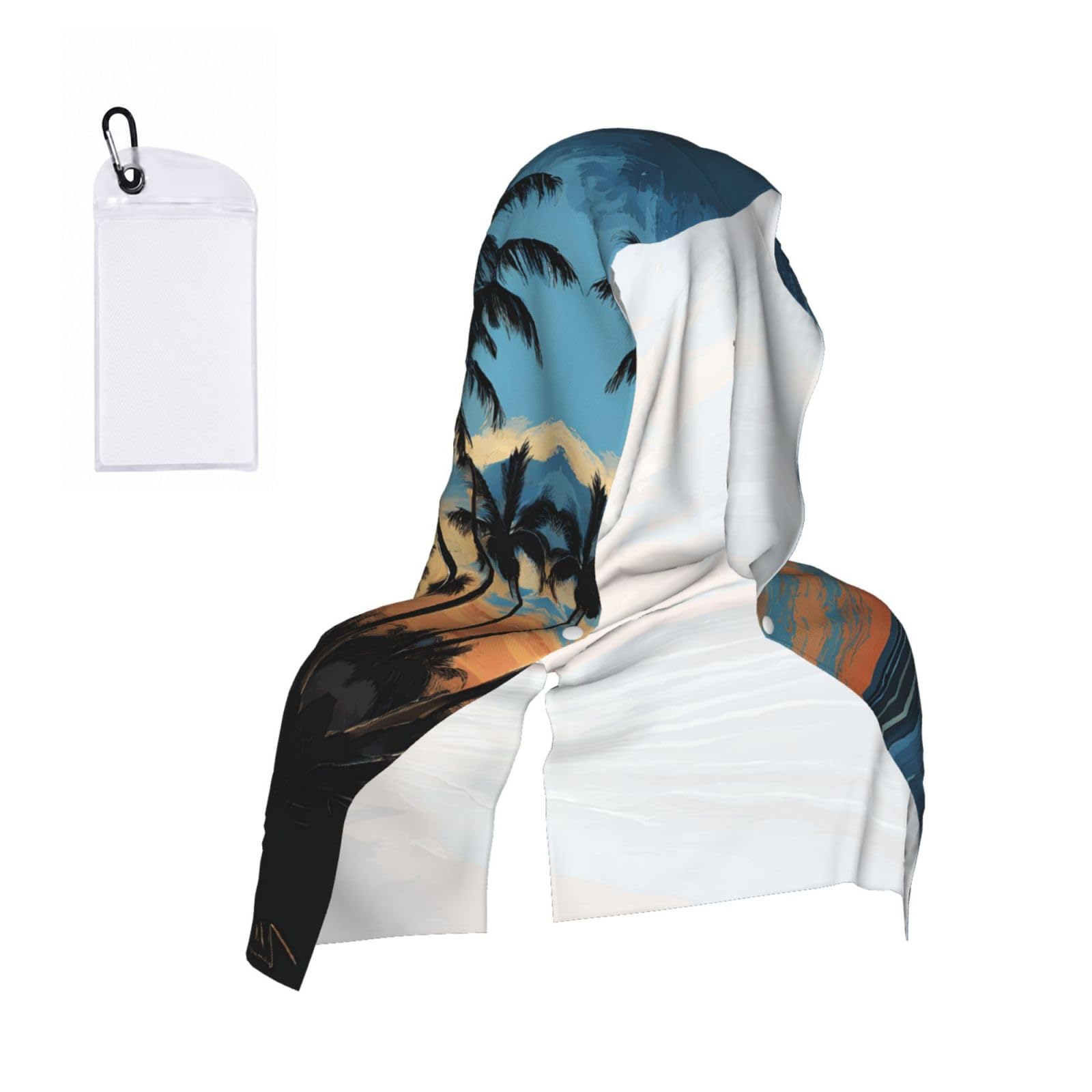 ESNAIUVCD Tropical Sunset Print Multifunctional Cooling Hoodie Bandana Portable Sweat Absorbing Design For Beach Workouts Exercise Heat Relief Accessories
