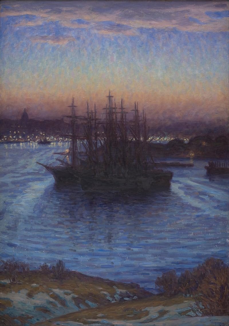 Ships at Anchor. Winter Poster Print by Eugen (18 x 24)