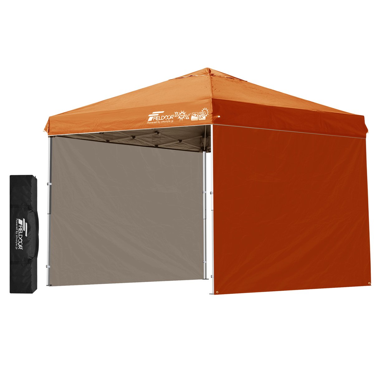 3.0ｘ3.0m ワンタッチタープテント FIELDOOR オレンジ Amazon | FIELDOOR ワンタッチタープテント 【4点ロック/スチール