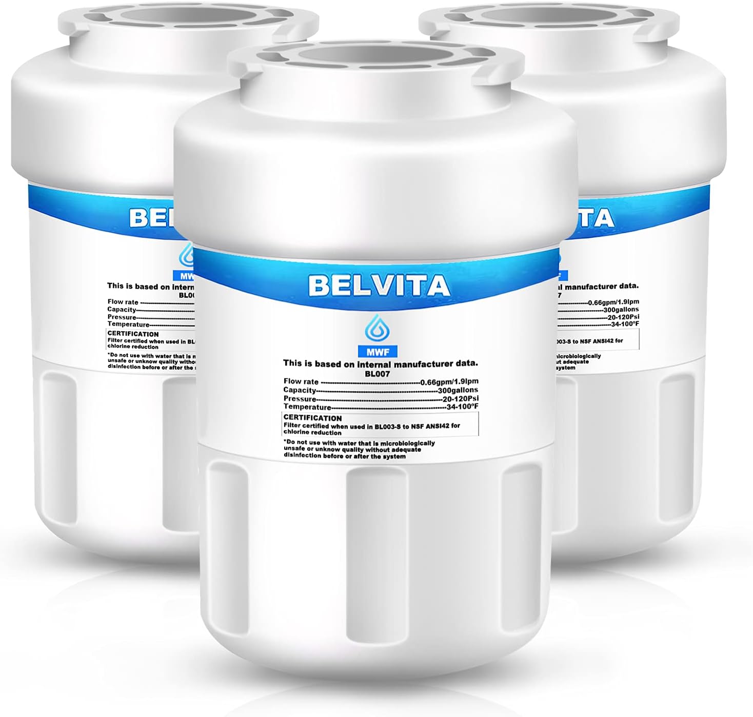 3 Pack GE MWF Refrigerator Water Filter Compatible with GE MWF, MWFINT