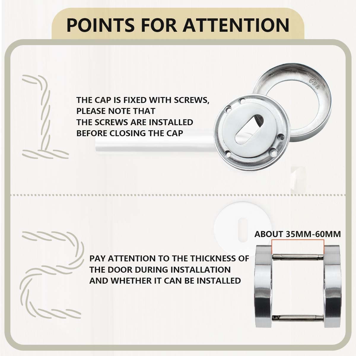 Bwintech 2 Pair 52MM Satin Chrome Keyhole Escutcheon Keyhole Cover, KEYHOLE (2 PAIR) - Image 4