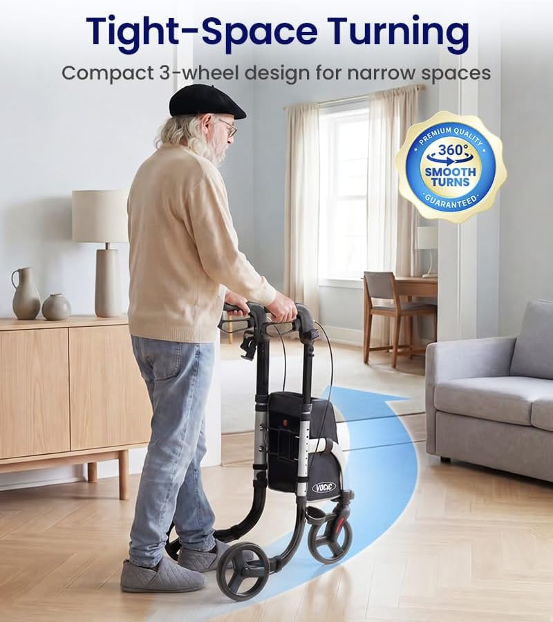 User walking with VOCIC Z25 Rollator