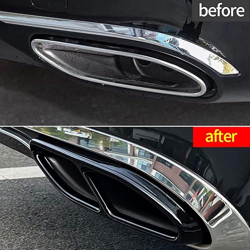 Miniatura 2 de Tubo de escape de garganta para Mercedes-Benz Clase S W223 S580 S560 S450 S500 S63 AMG S580e Accesorios exteriores de acero inoxidable negro