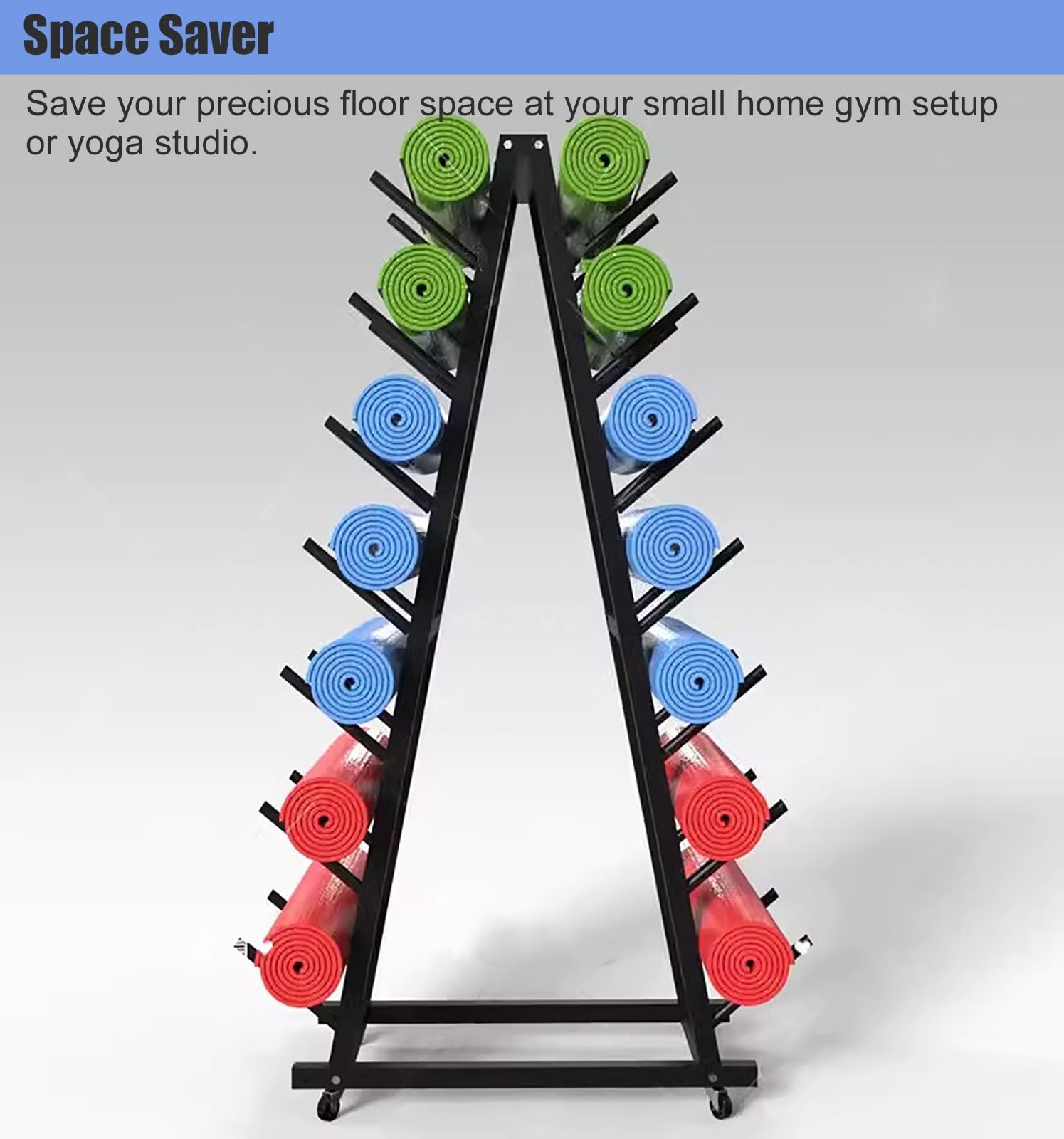 Supporto portaoggetti per Palestra Domestica, Mobile, di Grande capacità, per tappetini da Yoga, Organizer per Allenamento in Palestra Domestica, Supporto espositivo in a（Black-5 Tier）
