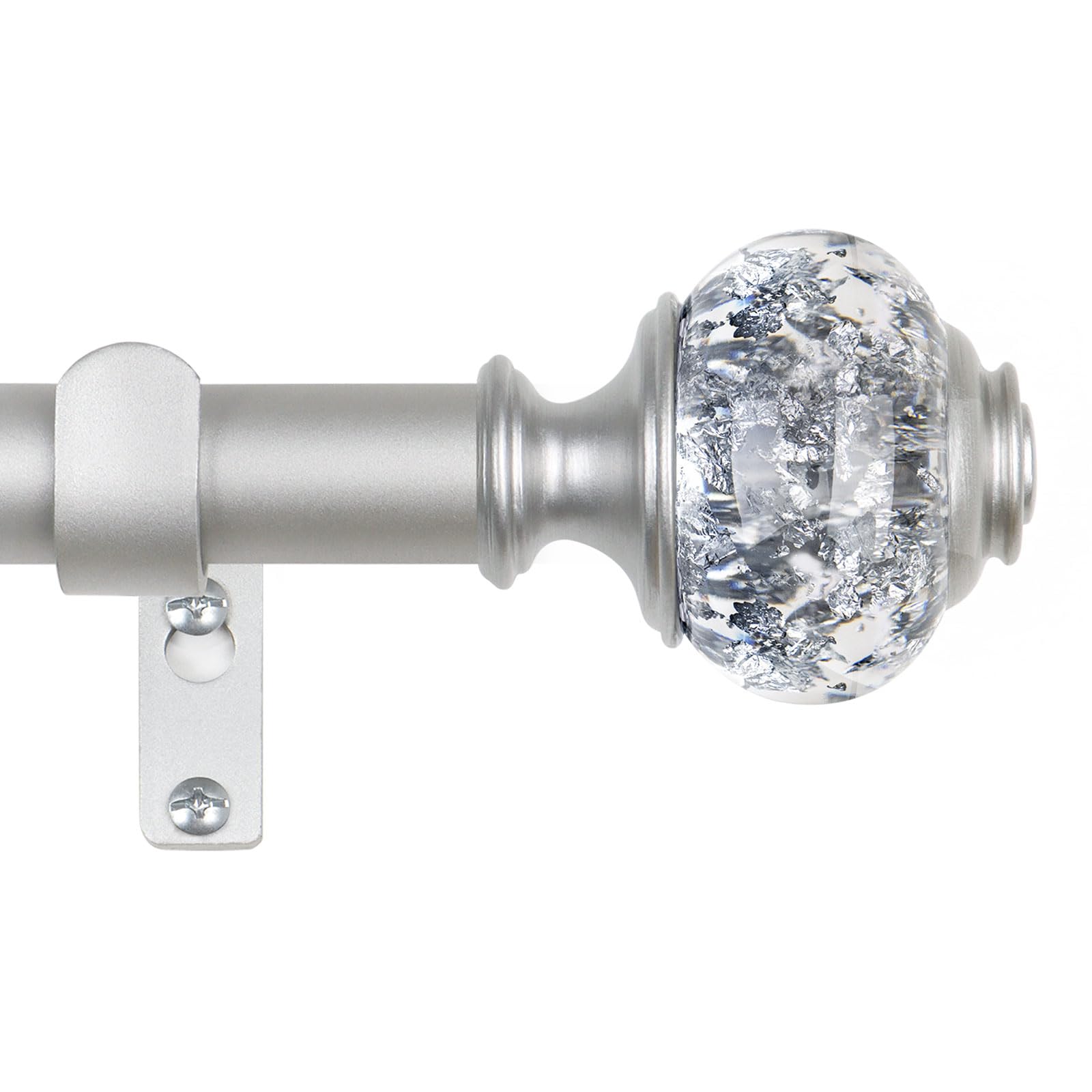 KAMANINA Curtain Rods for Windows 48 to 84 Inch(47ft), 3/4 Inch Silver