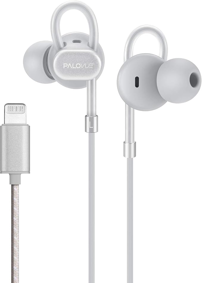 Lightning Headphones Earbuds Earphones with Microphone Controller MFi Certified Noise Isolation