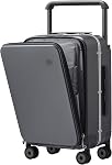 Mixi Carry On Luggage Wide Handle Luxury Design Rolling Travel Suitcase PC Hardside with Aluminum Frame Hollow Spinner Wheels, with Cover, 20 inch, Lark Yellow