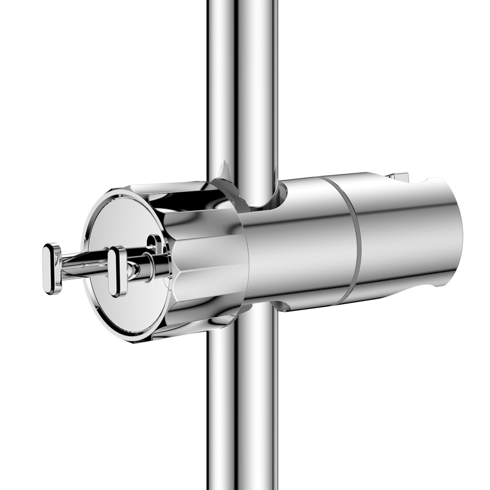 YEAUPEShower Head Holder with 2 Hooks for 19-23mm Shower Hose and 16-28mm Slide Rod,No Drilling,Angle and Height Adjustable,360°Rotation,Universal Shower Riser Rail Replacement Bracket,Chrome PlatedRecycled Claim Standard Blended