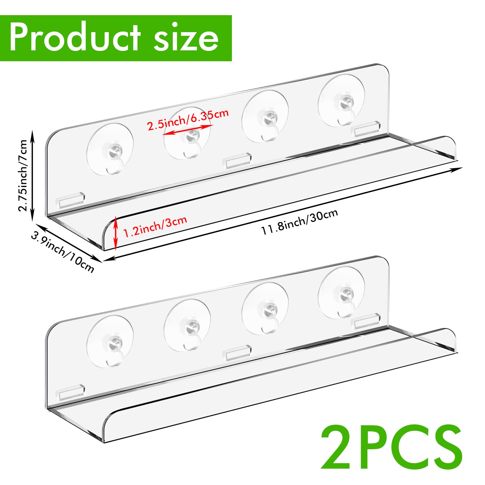 Estantería de acrílico para plantas, 2 unidades, transparente, ventosa, estantería para plantas, estantería para plantas, estantería colgante de 30 cm, para el alféizar de la ventana para