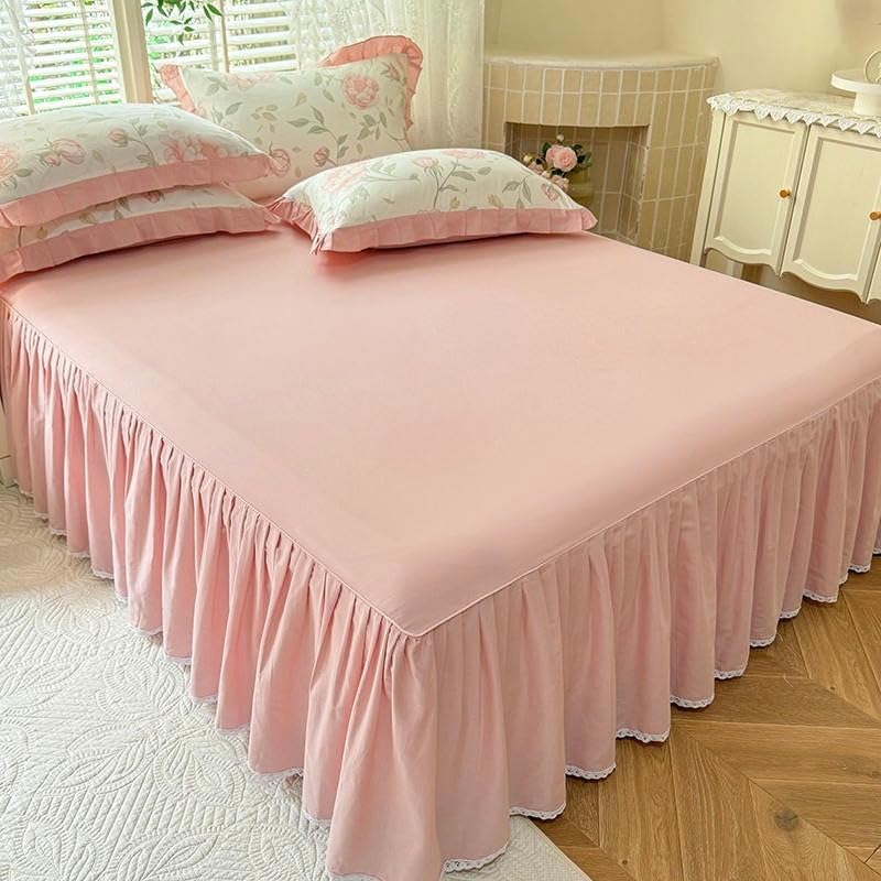 CLYDSA Falda de Cama de Color Liso con Dobladillo con Volantes, Antideslizante y a Prueba de Polvo, Cubre el colchón, Ligera y fácil de cuidar, Lavable a máquina