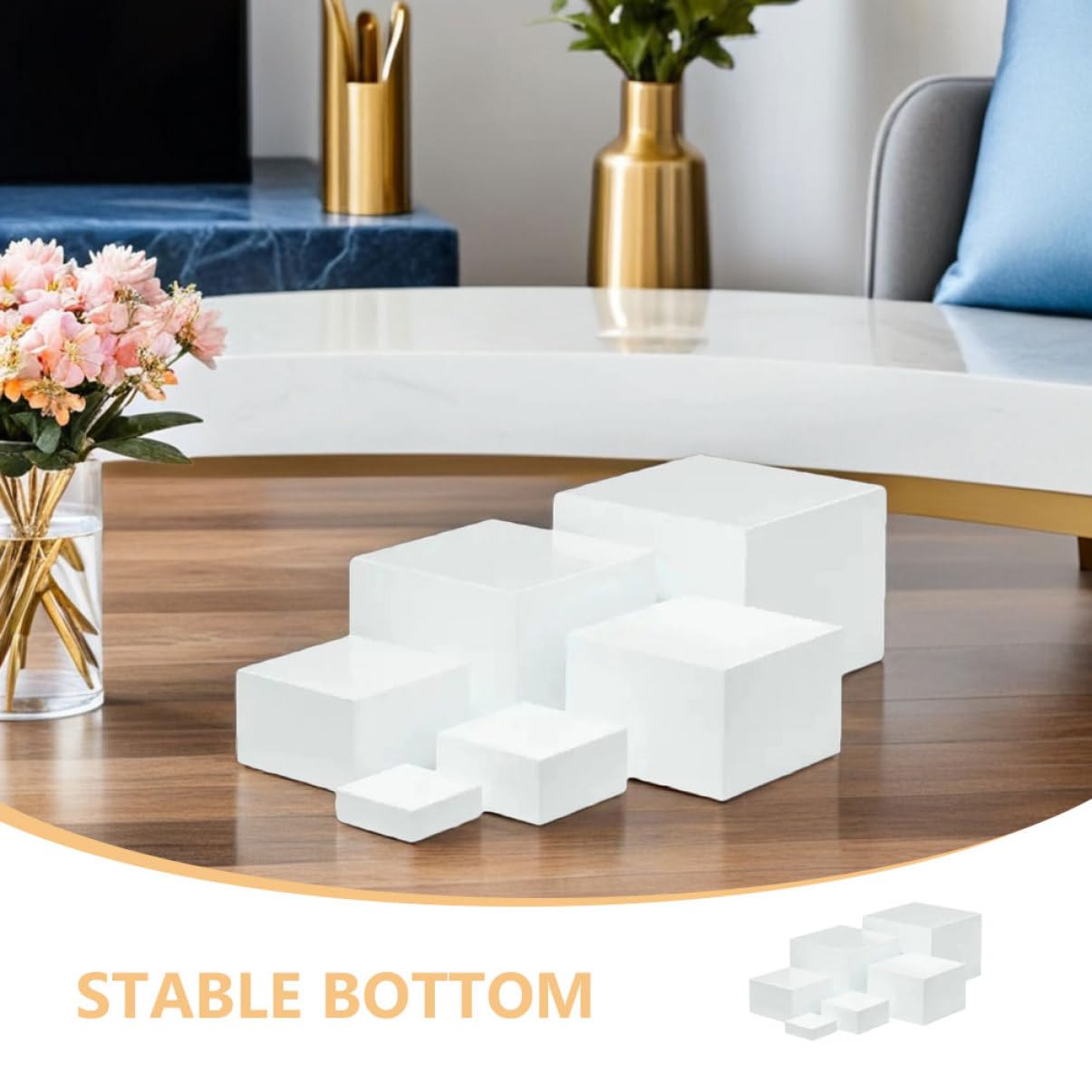 Zerodeko Soportes para Cupcakes y Postres Blancos en Forma de Cubo 6 Piezas, Elevadores de Exhibición de Plexiglás, para Buffet y Mesa de Dulces, Adecuado para Fiestas y Eventos en Casa