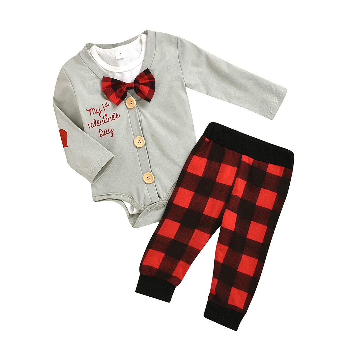 Borlai 3PCS Baby Valentines Outfits My First Valentines Day Romper Trousers Cute Clothes Set