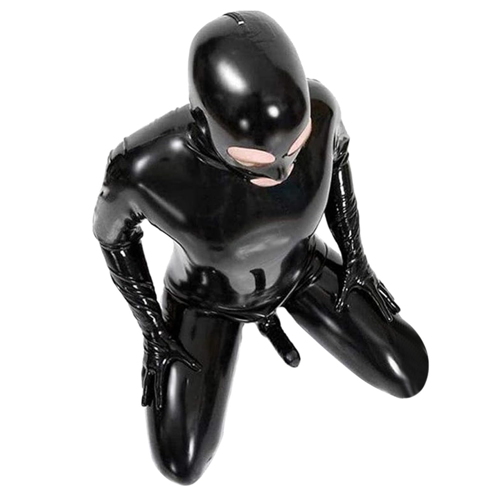 Generisch Herren Glänzende Overall Schwarz Shiny Lack Leder Katzenanzug Ganzkörper Männer Sexy Latex Enger Reißverschluss Jumpsuit Gummi Kleidung
