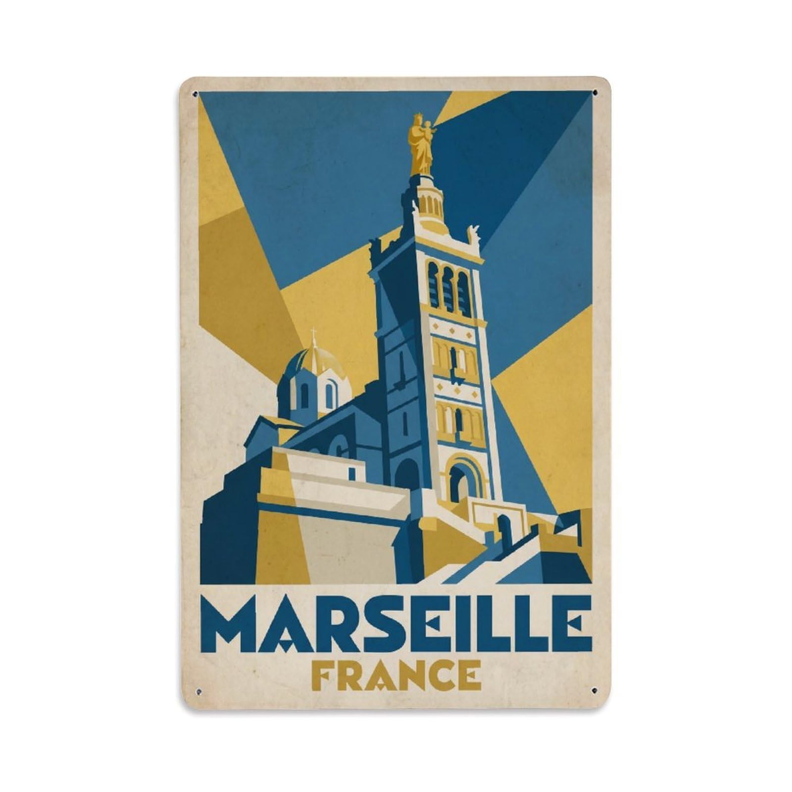 France Marseille Vintage Travel Metal Tin Sign
