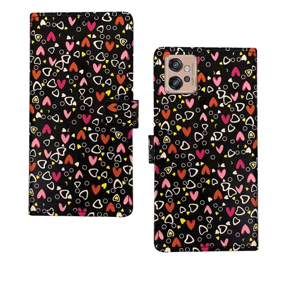 Pinaaki Enterprises Moto G32 Flip Case | Premium Leather Finish Flip Cover |Designer Printed Flip Cover for Moto G32 - Black Hearts (B0BHR41MV6) Amazon Price History, Amazon Price Tracker