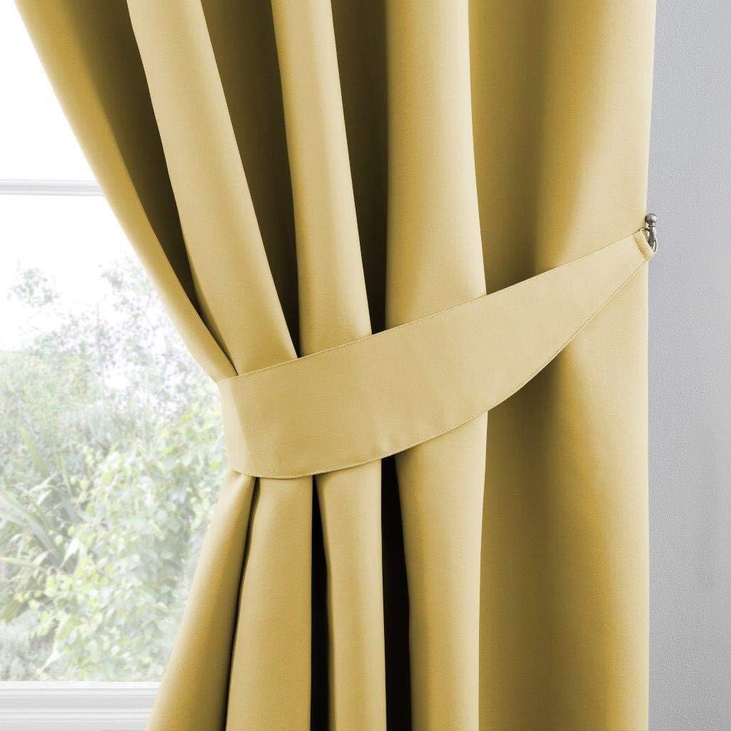 GC GAVENO CAVAILIA Sprakle Blackout Curtains & Drapes, Room Darkening Eyelet Curtains With Tie Backs, Ochre, 90X90 Inch - Image 5