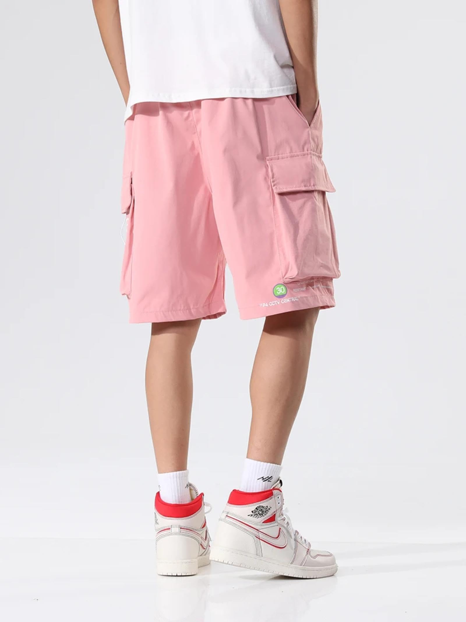 Pantaloncini Uomo Shorts Sportivi Tasche Pantaloncini Cargo da Uomo 5XL Rosa
