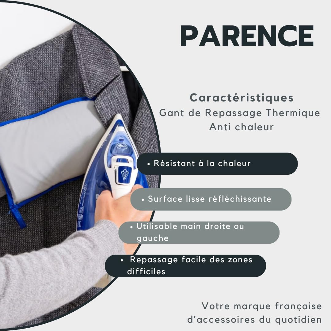 PARENCE.- Gant de Repassage Thermique Antichaleur – Gant Main Gauche/Droite pour Repasser Manches