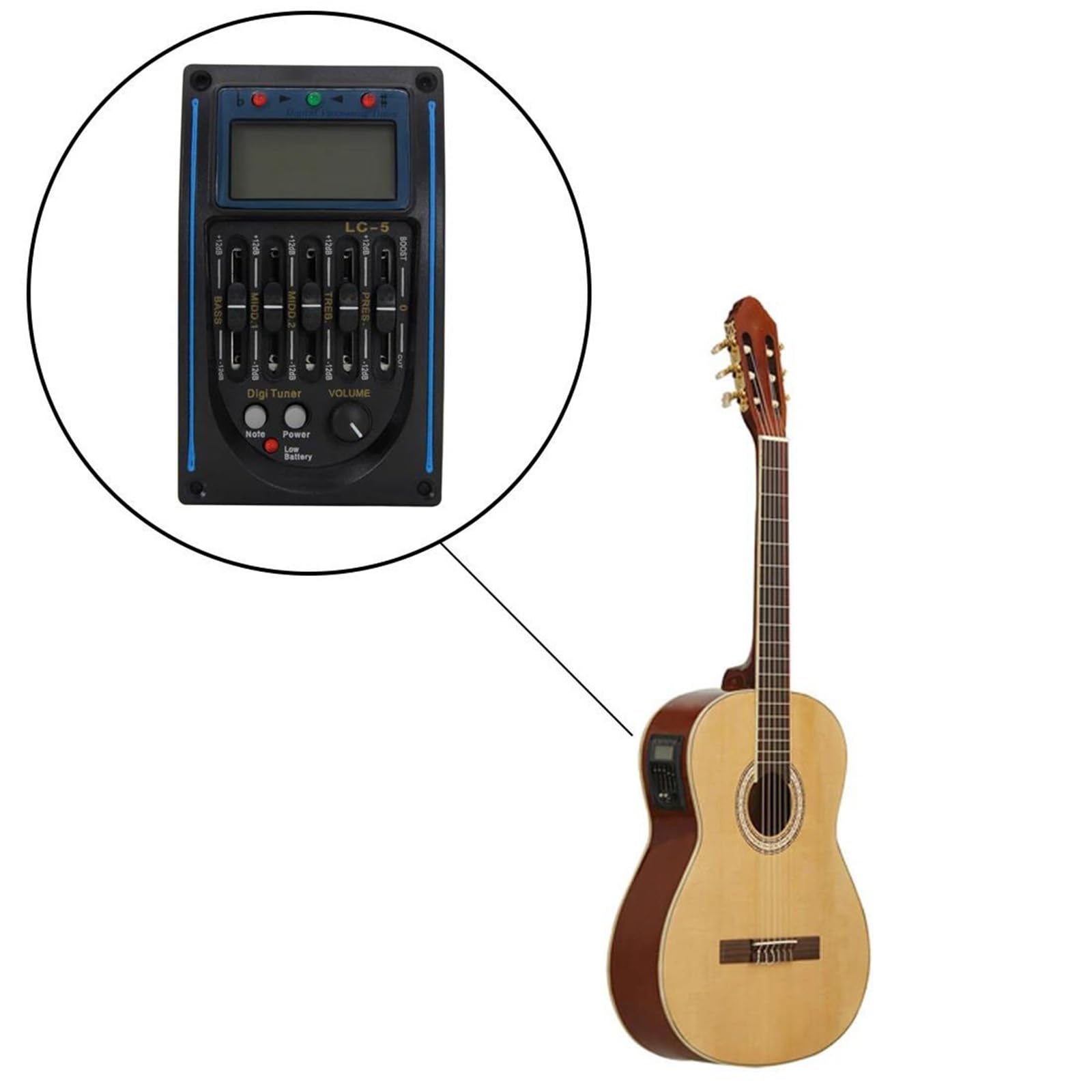 Pickup Per Chitarra Pickup Per Chitarra Acustica Classica A 4/5 Bande Equalizzatore, Preamplificatore Accessori Per Strumenti Musicali Con Controllo Del Volume(5 Band EQ)