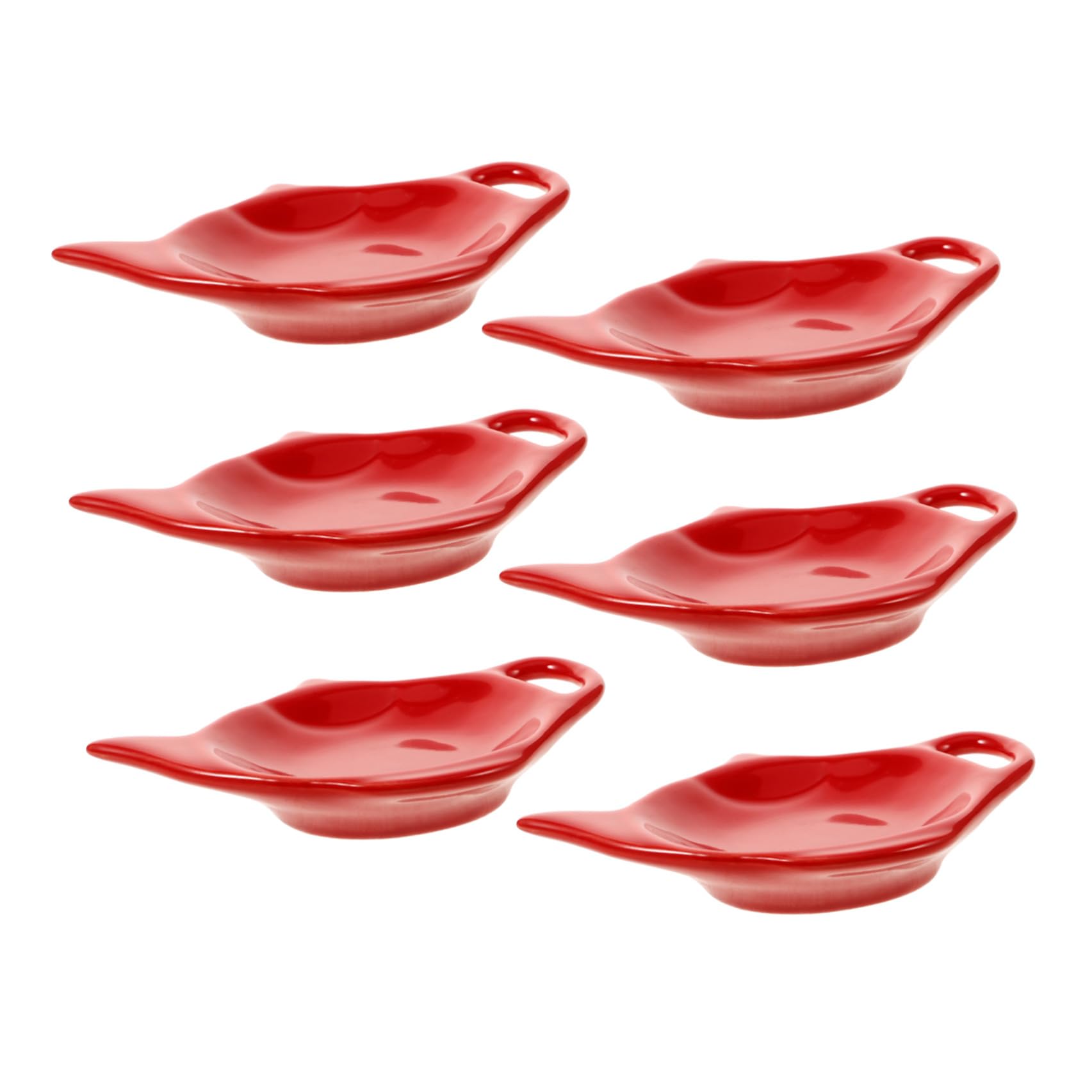 6 Piezas Soporte para Bolsita de Té de Cerámica Roja, Forma Tetera