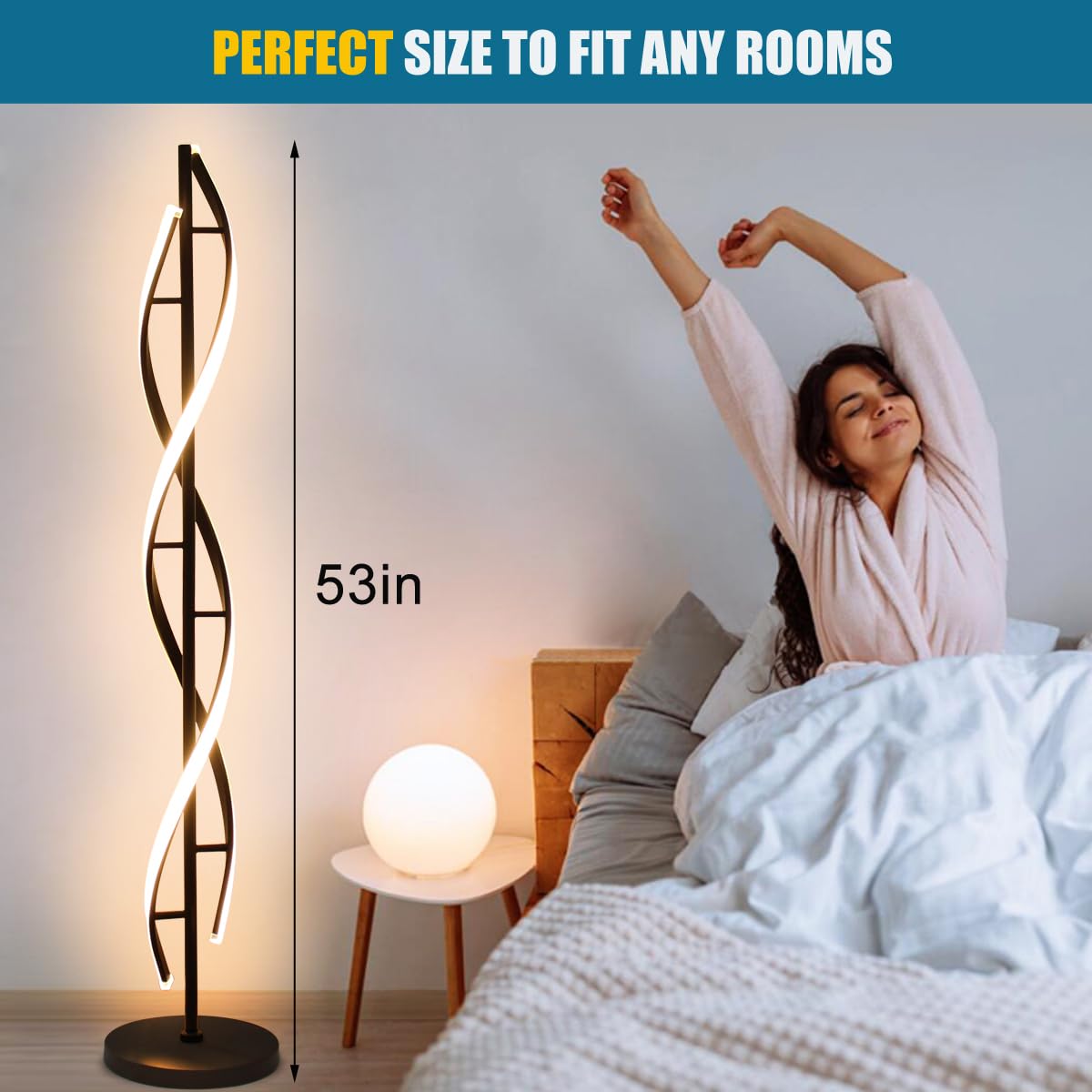 LED フロアライト　スパイラル　螺旋 LENIVER LED Spiral Floor Lamp, Unique 3 Color Dimmable
