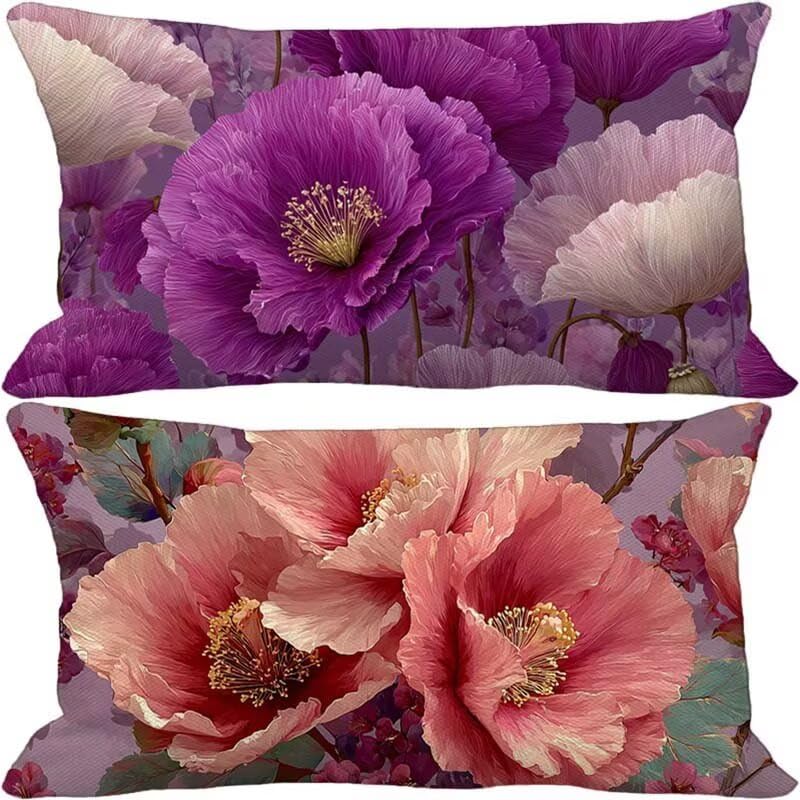 Housse coussin 40x80 imperméable violette fleur pour décoration salon de jardin
