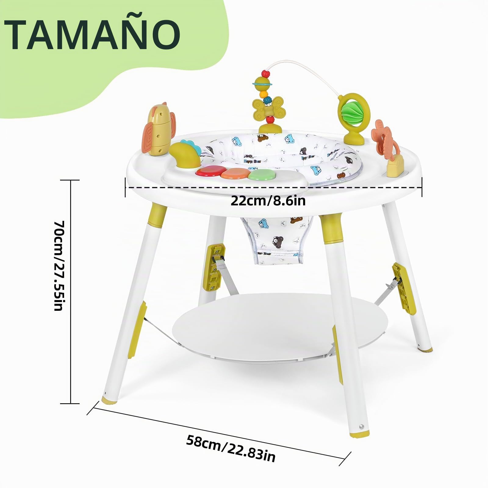 UBRAVOO Centro de Actividades para Bebés, Mesa para Bebés 3 en 1 con Juguetes Extraíbles y Asiento Giratorio 360°, Ideal para el Desarrollo y Entretenimiento del Niño Pequeño (Verde)