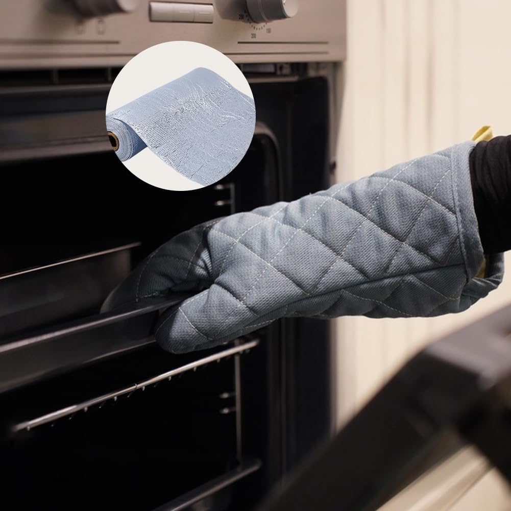 SUPERFINDINGS 1 rotolo da 3 m/3,28 yards lana di cotone resistente al calore, 0,4 m/15,8 pollici, larghezza pellicola di alluminio, calore riflettente, imbottitura termica per presine, guanti da forno